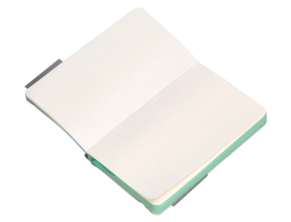 CARNET FERMETURE ELASTIQUE VERT MENTHE ANTARTIK NOTES COUVERTURE SOUPLE A6 PAPIER UNI IVOIRE 100 FEUILLES 80GR FSC GRIS