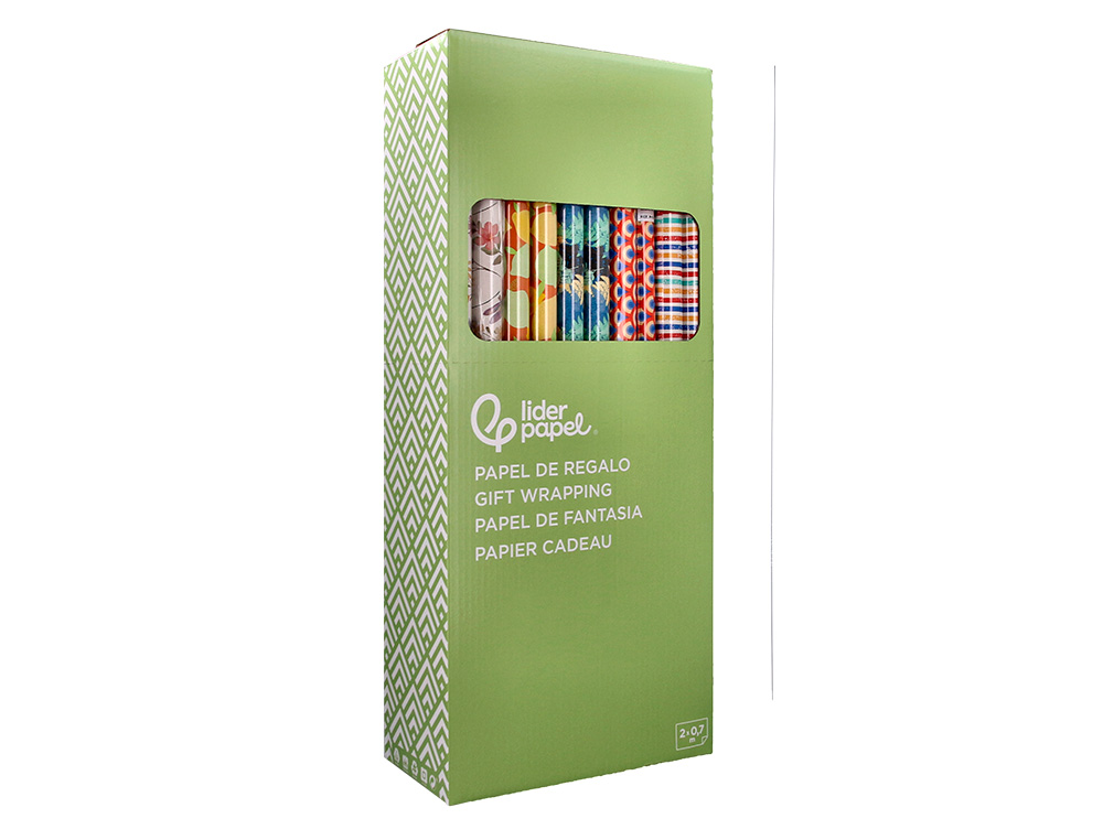 PAPIER CADEAU LIDERPAPEL TOUTE L'ANNEE ROULEAU 0,70X2M 60G MOTIFS ASSORTIS B-2024