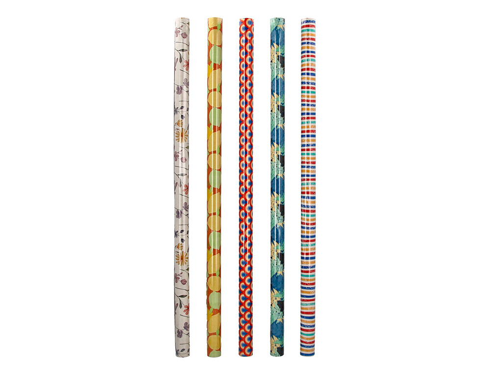 PAPIER CADEAU LIDERPAPEL TOUTE L'ANNEE ROULEAU 0,70X2M 60G MOTIFS ASSORTIS B-2024