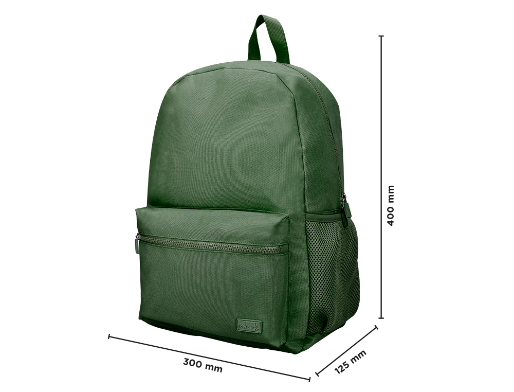 SAC A DOS LIDERPAPEL 1 COMPARTIMENT POCHE LATERALE   40X12,5X30CM COLORIS VERT     FORET
