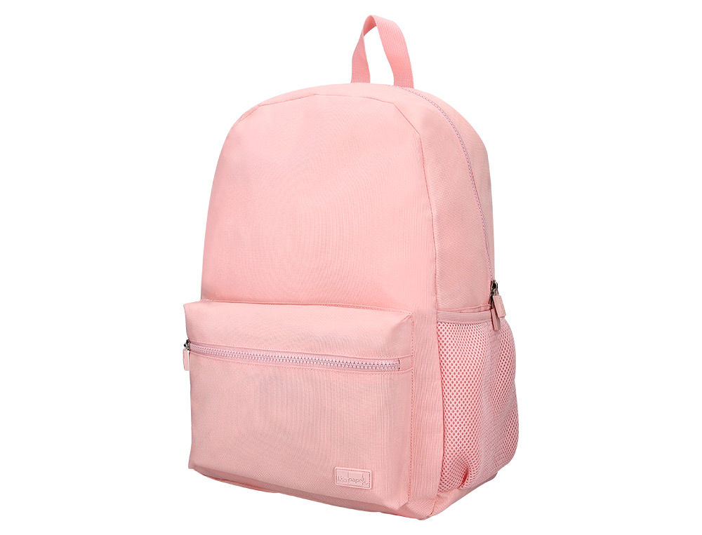 SAC A DOS LIDERPAPEL 1 COMPARTIMENT POCHE LATERALE   40X12,5X30CM COLORIS ROSE     PASTEL