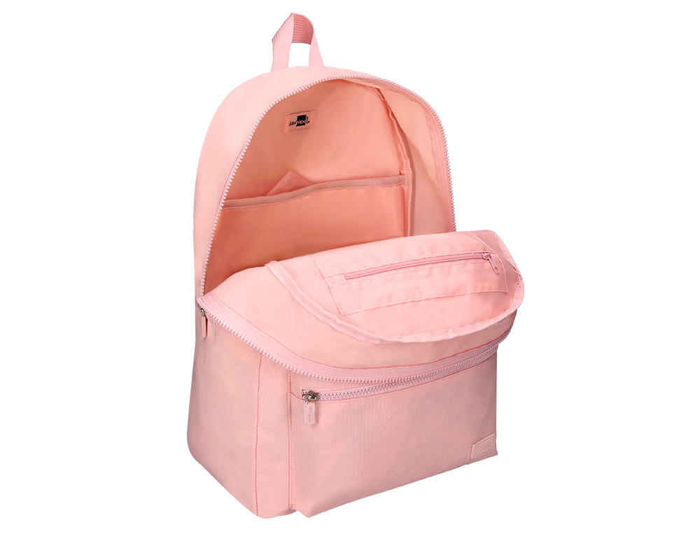 SAC A DOS LIDERPAPEL 1 COMPARTIMENT POCHE LATERALE   40X12,5X30CM COLORIS ROSE     PASTEL