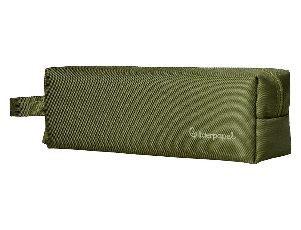 FOURRE-TOUT LIDERPAPEL 1 COMPARTIMENT AVEC ANSE 21X7CM COLORIS VERT MILITAIRE