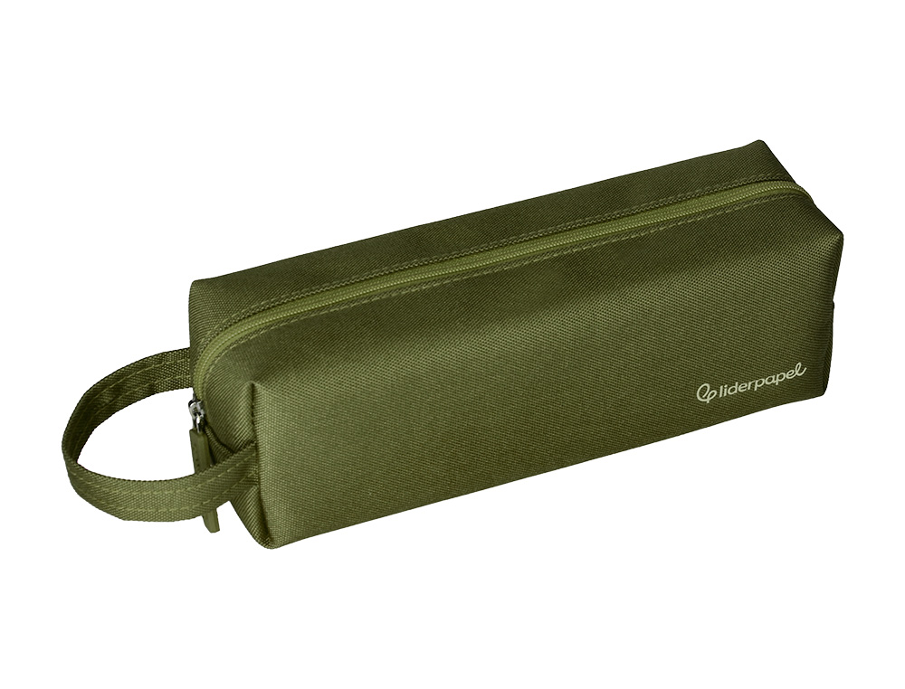 FOURRE-TOUT LIDERPAPEL 1 COMPARTIMENT AVEC ANSE 21X7CM COLORIS VERT MILITAIRE