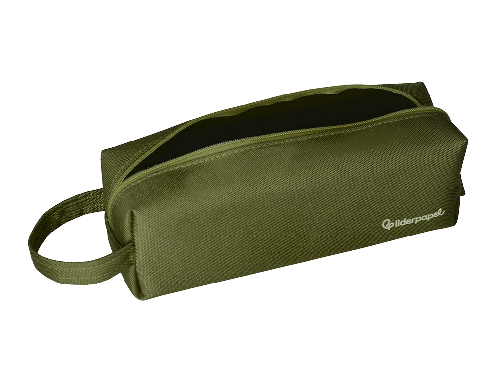 FOURRE-TOUT LIDERPAPEL 1 COMPARTIMENT AVEC ANSE 21X7CM COLORIS VERT MILITAIRE