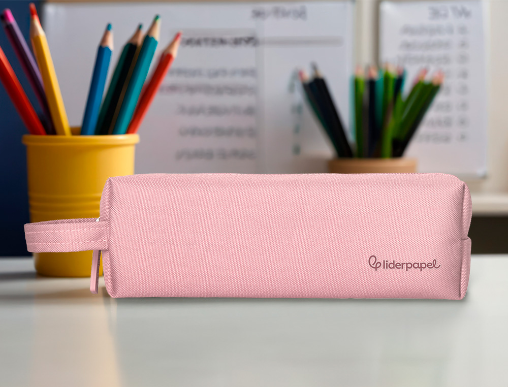 FOURRE-TOUT LIDERPAPEL 1 COMPARTIMENT AVEC ANSE 21X7CM COLORIS ROSE