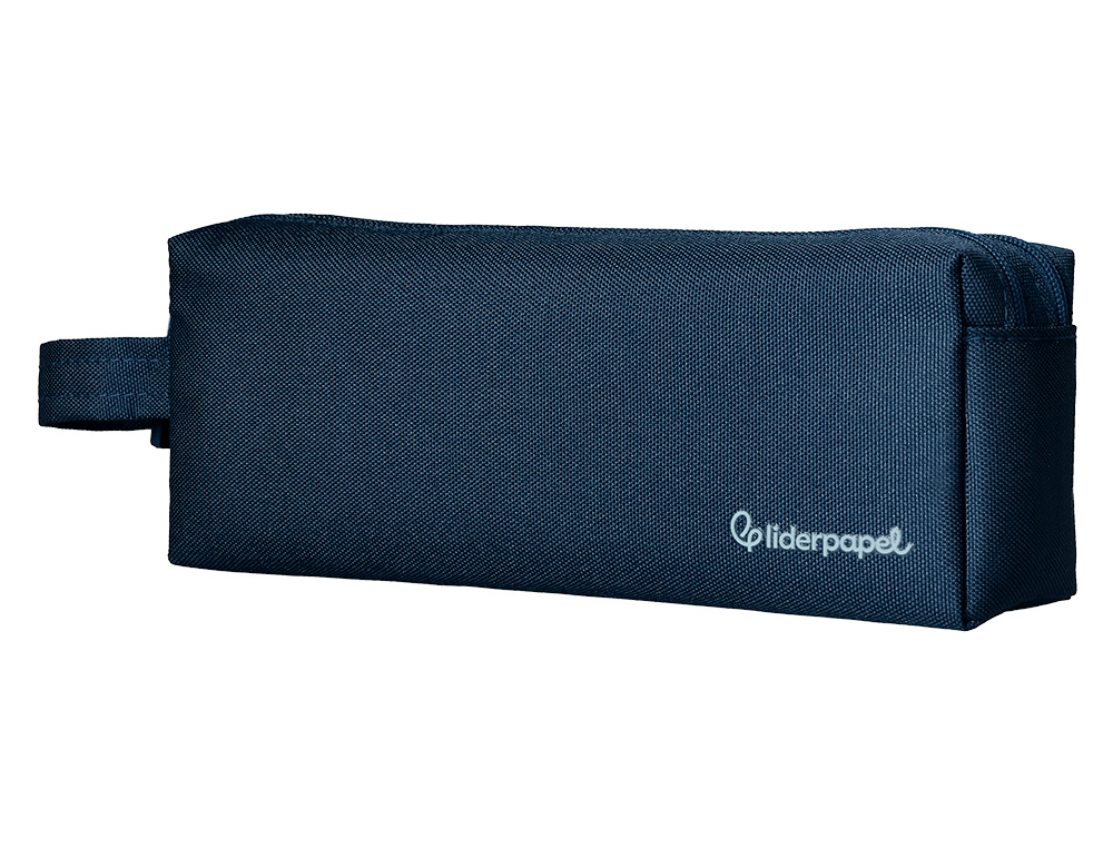 FOURRE-TOUT LIDERPAPEL RECTANGULAIRE 2 COMPARTIMENTS ANSE DE PREHENSION 21X8CM     COLORIS BLEU MARINE