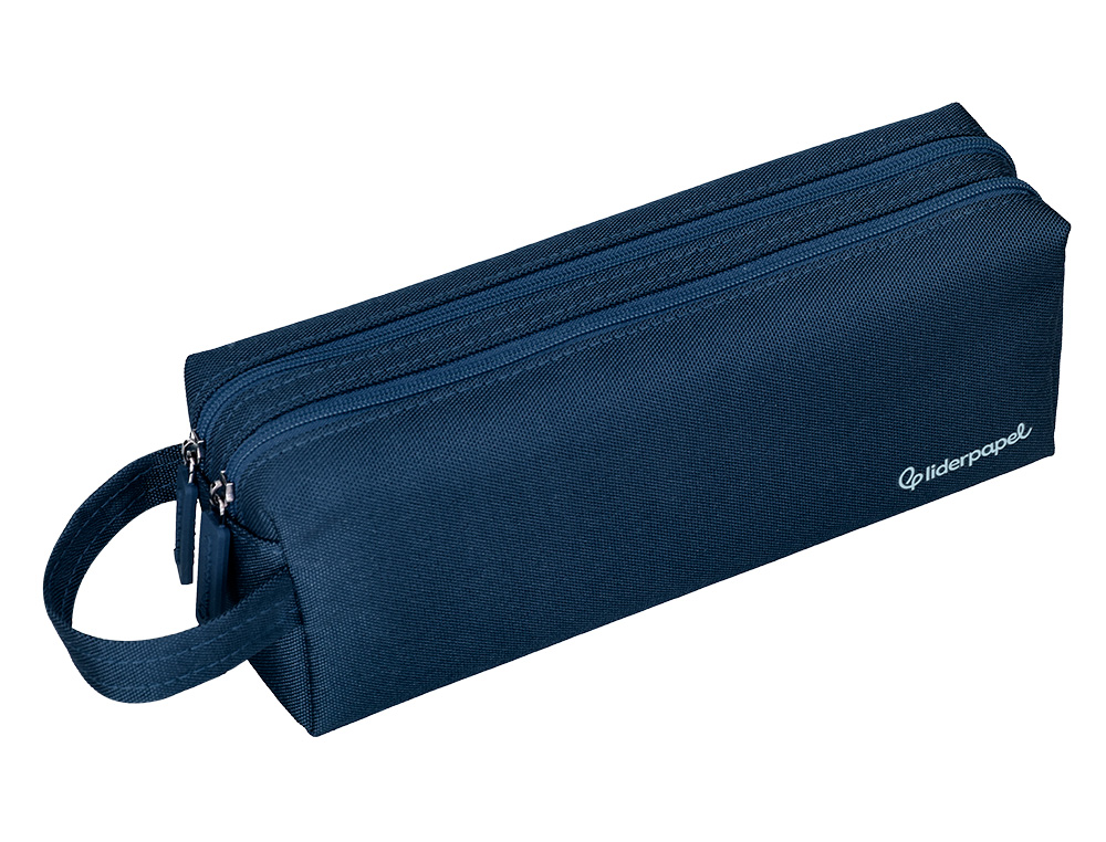 FOURRE-TOUT LIDERPAPEL RECTANGULAIRE 2 COMPARTIMENTS ANSE DE PREHENSION 21X8CM     COLORIS BLEU MARINE