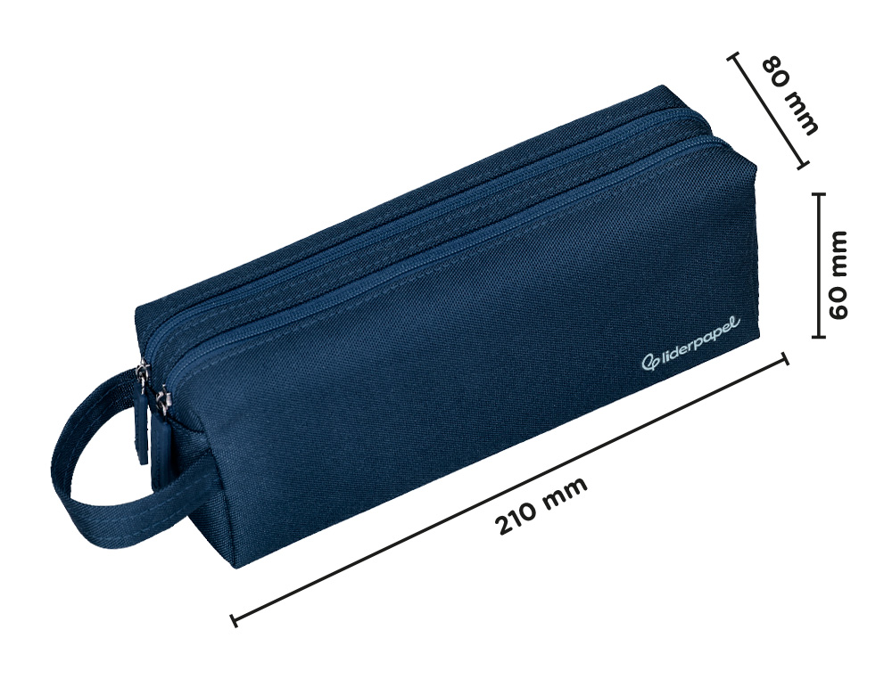 FOURRE-TOUT LIDERPAPEL RECTANGULAIRE 2 COMPARTIMENTS ANSE DE PREHENSION 21X8CM     COLORIS BLEU MARINE