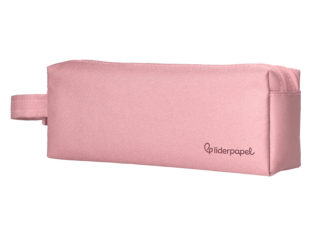 FOURRE-TOUT LIDERPAPEL RECTANGULAIRE 2 COMPARTIMENTS ANSE DE PREHENSION 21X8CM     COLORIS ROSE