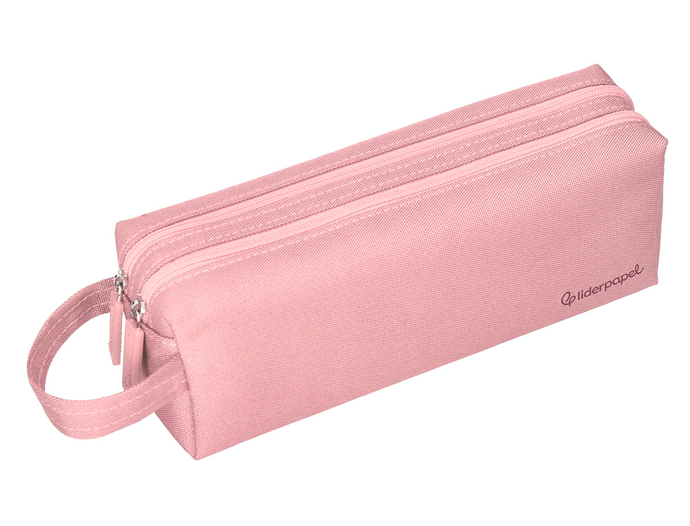 FOURRE-TOUT LIDERPAPEL RECTANGULAIRE 2 COMPARTIMENTS ANSE DE PREHENSION 21X8CM     COLORIS ROSE