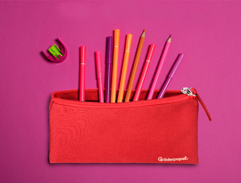 FOURRE-TOUT LIDERPAPEL PLAT 1 COMPARTIMENT 20X10CM COLORIS  ROUGE