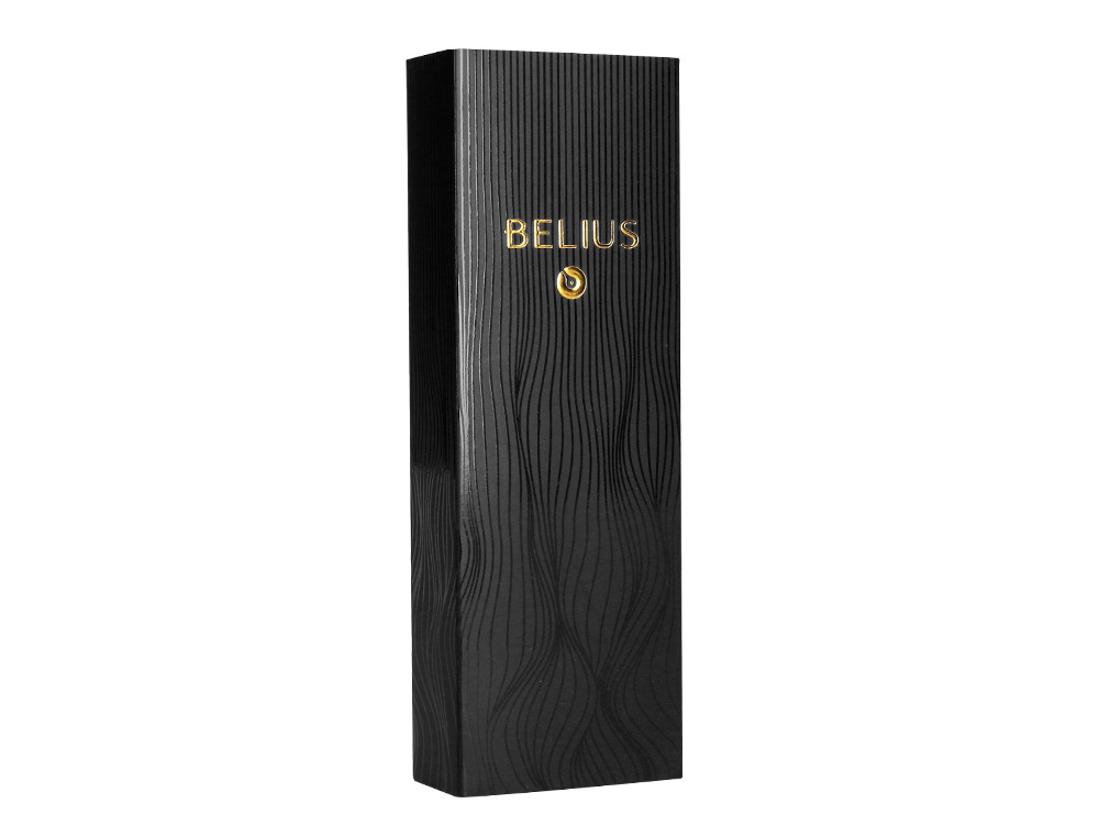 STYLO-PLUME BELIUS NEPTUNO CORPS ALUMINIUM TEXTURE WAVY  ENCRE BLEUE COLORIS BLEU      MARINE BOITE DESIGN