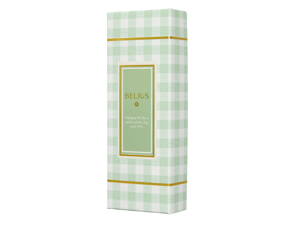 STYLO-BILLE BELIUS PICNIC ALUMINIUM ENCRE BLEUE COLORIS VERT DORE BOITE DESIGN