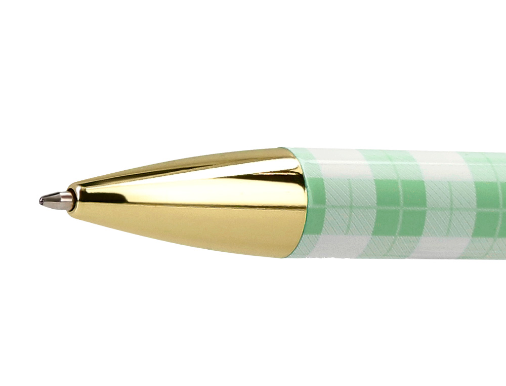 STYLO-BILLE BELIUS PICNIC ALUMINIUM ENCRE BLEUE COLORIS VERT DORE BOITE DESIGN