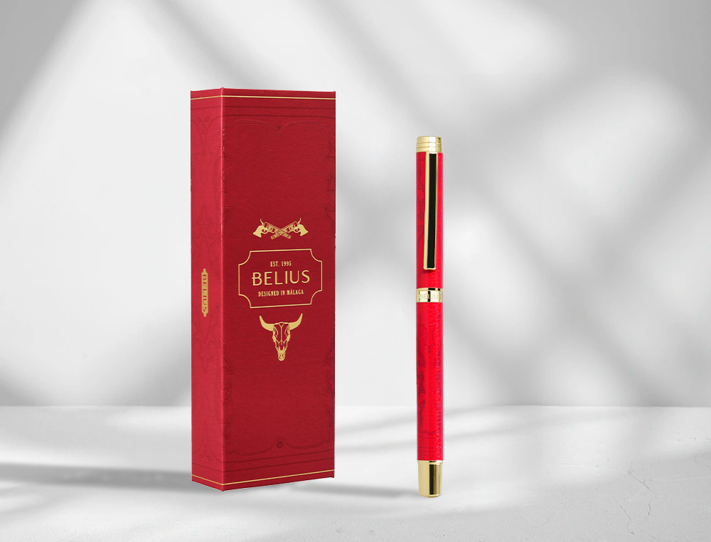 ROLLER BELIUS WILD WEST ALUMINIUM ENCRE NOIRE COLORIS BORDEAUX DORE BOITE DESIGN