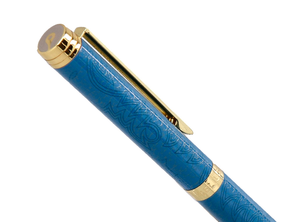 STYLO-BILLE BELIUS WILD WEST ALUMINIUM ENCRE BLEUE COLORIS BLEU MARINE DORE BOITE DESIGN
