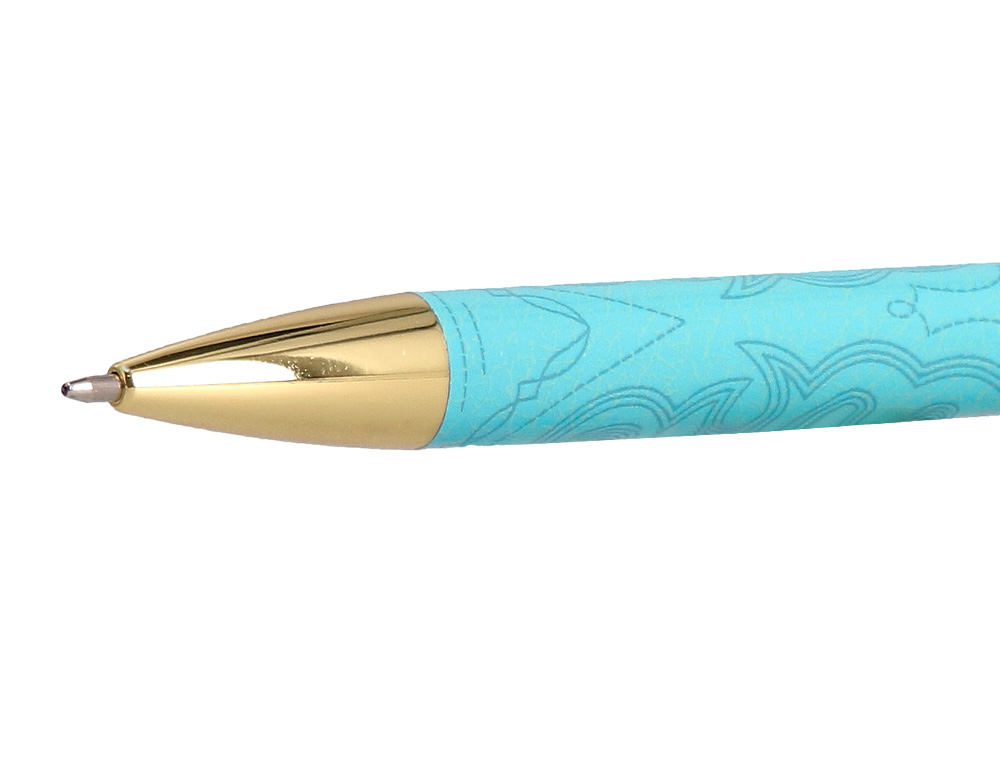 STYLO-BILLE BELIUS WILD WEST ALUMINIUM ENCRE BLEUE COLORIS BLEU TURQUOISE BOITE DESIGN