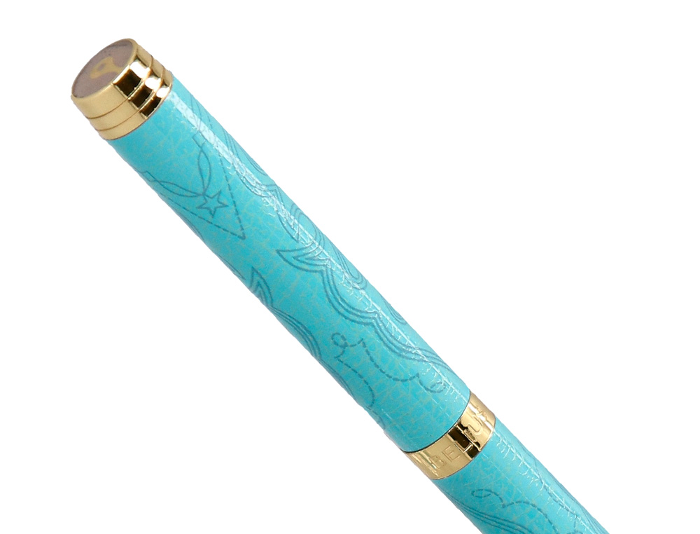 STYLO-BILLE BELIUS WILD WEST ALUMINIUM ENCRE BLEUE COLORIS BLEU TURQUOISE BOITE DESIGN