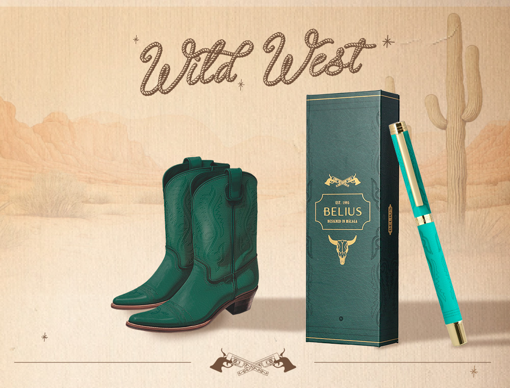 ROLLER BELIUS WILD WEST ALUMINIUM ENCRE NOIRE COLORIS VERT DORE BOITE DESIGN