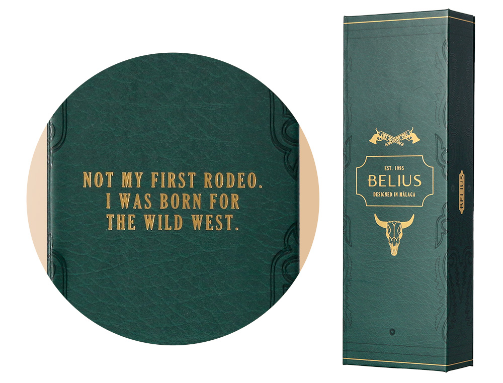 ROLLER BELIUS WILD WEST ALUMINIUM ENCRE NOIRE COLORIS VERT DORE BOITE DESIGN