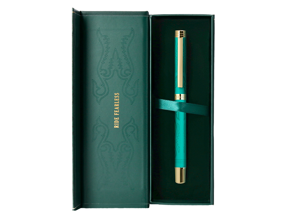 ROLLER BELIUS WILD WEST ALUMINIUM ENCRE NOIRE COLORIS VERT DORE BOITE DESIGN