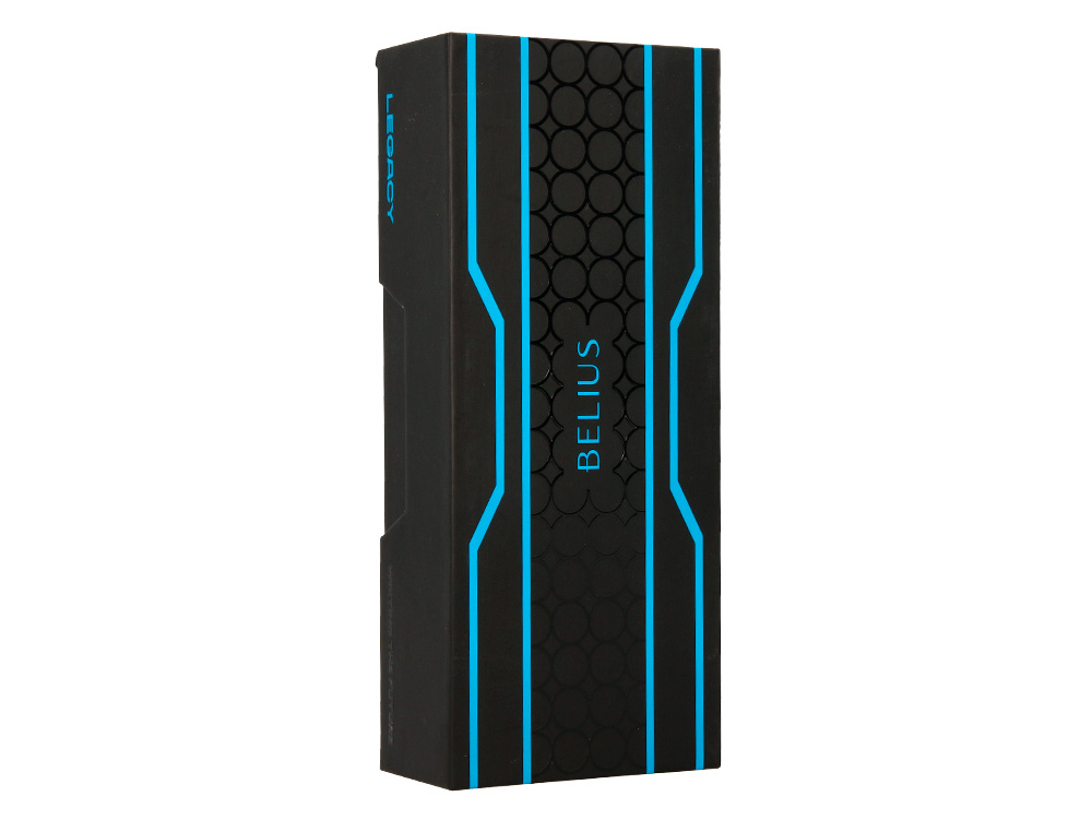 STYLO-BILLE BELIUS LEGACY ALUMINIUM ENCRE BLEUE DESIGN  CERCLES BLEUX CORPS NOIR      BOITE DESIGN