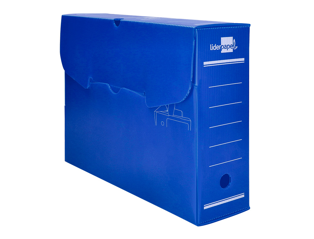 BOITE A ARCHIVES LIDERPAPEL POLYPROPYLENE ONDULE DOS      100MM 360X100X260MM COLORIS   BLEU