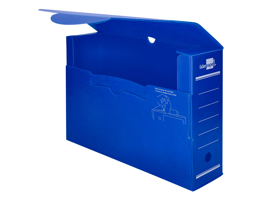 BOITE A ARCHIVES LIDERPAPEL POLYPROPYLENE ONDULE DOS      100MM 360X100X260MM COLORIS   BLEU