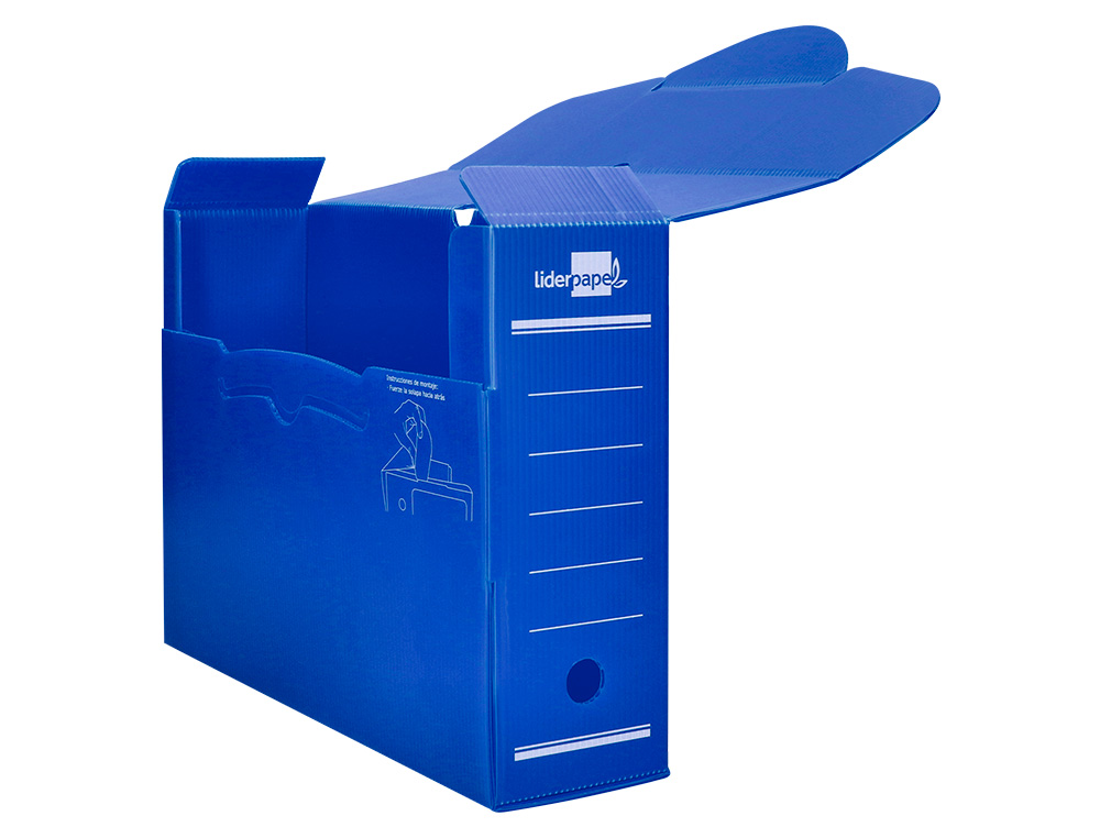 BOITE A ARCHIVES LIDERPAPEL POLYPROPYLENE ONDULE DOS      100MM 360X100X260MM COLORIS   BLEU