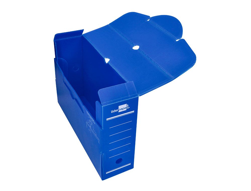 BOITE A ARCHIVES LIDERPAPEL POLYPROPYLENE ONDULE DOS      100MM 360X100X260MM COLORIS   BLEU