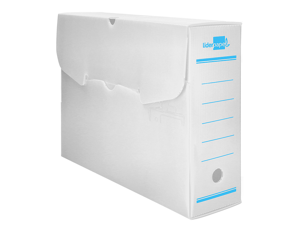 BOITE A ARCHIVES LIDERPAPEL POLYPROPYLENE ONDULE DOS      100MM 360X100X260MM COLORIS   BLANC