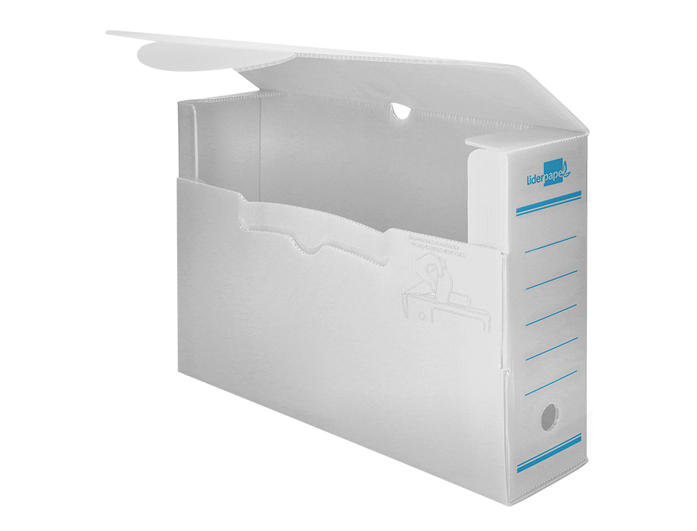 BOITE A ARCHIVES LIDERPAPEL POLYPROPYLENE ONDULE DOS      100MM 360X100X260MM COLORIS   BLANC