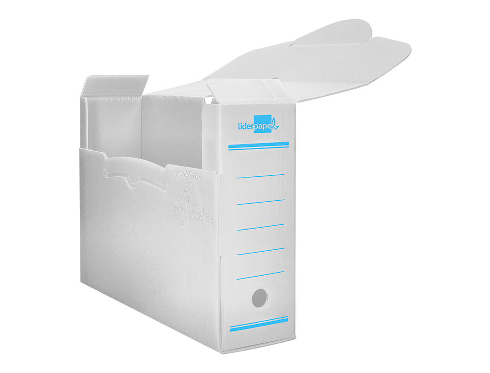 BOITE A ARCHIVES LIDERPAPEL POLYPROPYLENE ONDULE DOS      100MM 360X100X260MM COLORIS   BLANC