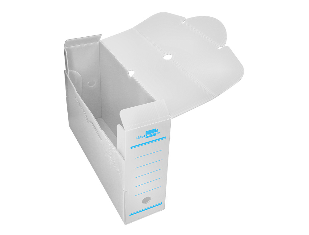 BOITE A ARCHIVES LIDERPAPEL POLYPROPYLENE ONDULE DOS      100MM 360X100X260MM COLORIS   BLANC