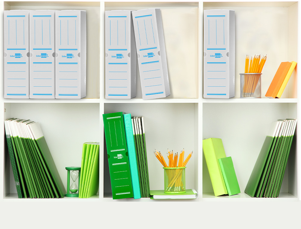 BOITE A ARCHIVES LIDERPAPEL POLYPROPYLENE ONDULE DOS      100MM 360X100X260MM COLORIS   BLANC