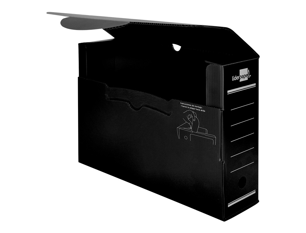 BOITE A ARCHIVES LIDERPAPEL POLYPROPYLENE ONDULE DOS      100MM 360X100X260MM COLORIS   NOIR