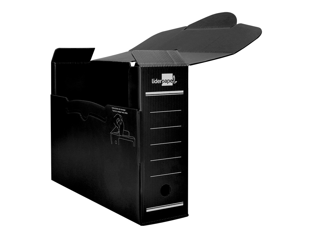 BOITE A ARCHIVES LIDERPAPEL POLYPROPYLENE ONDULE DOS      100MM 360X100X260MM COLORIS   NOIR