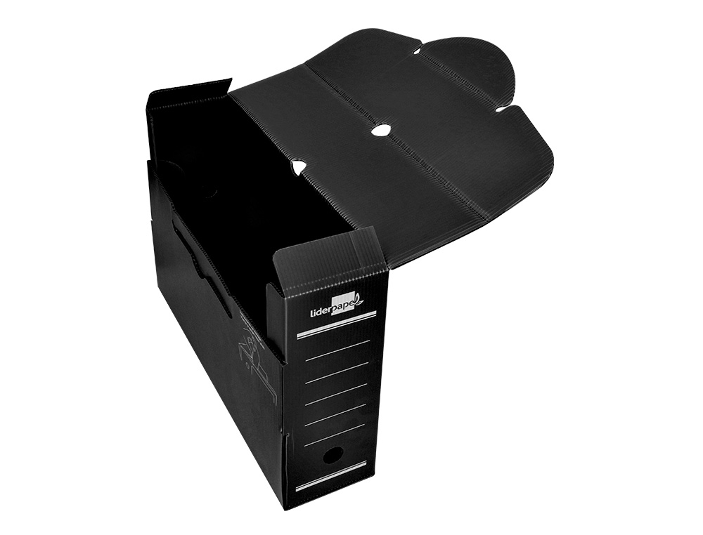 BOITE A ARCHIVES LIDERPAPEL POLYPROPYLENE ONDULE DOS      100MM 360X100X260MM COLORIS   NOIR