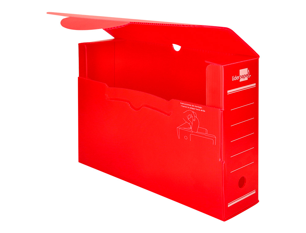 BOITE A ARCHIVES LIDERPAPEL POLYPROPYLENE ONDULE DOS      100MM 360X100X260MM COLORIS   ROUGE