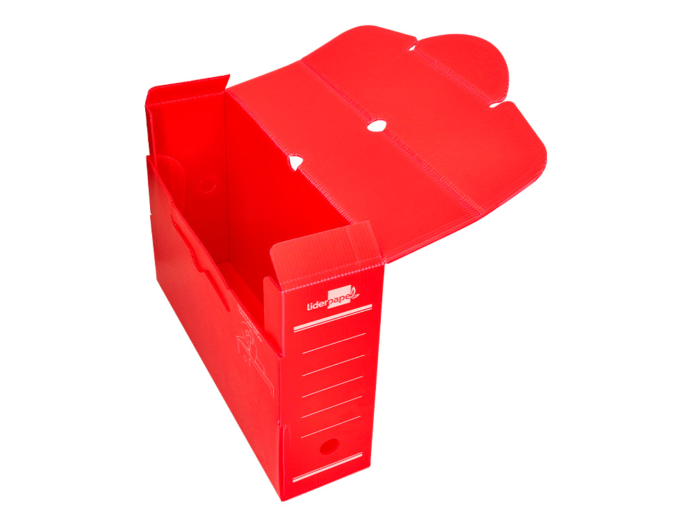 BOITE A ARCHIVES LIDERPAPEL POLYPROPYLENE ONDULE DOS      100MM 360X100X260MM COLORIS   ROUGE