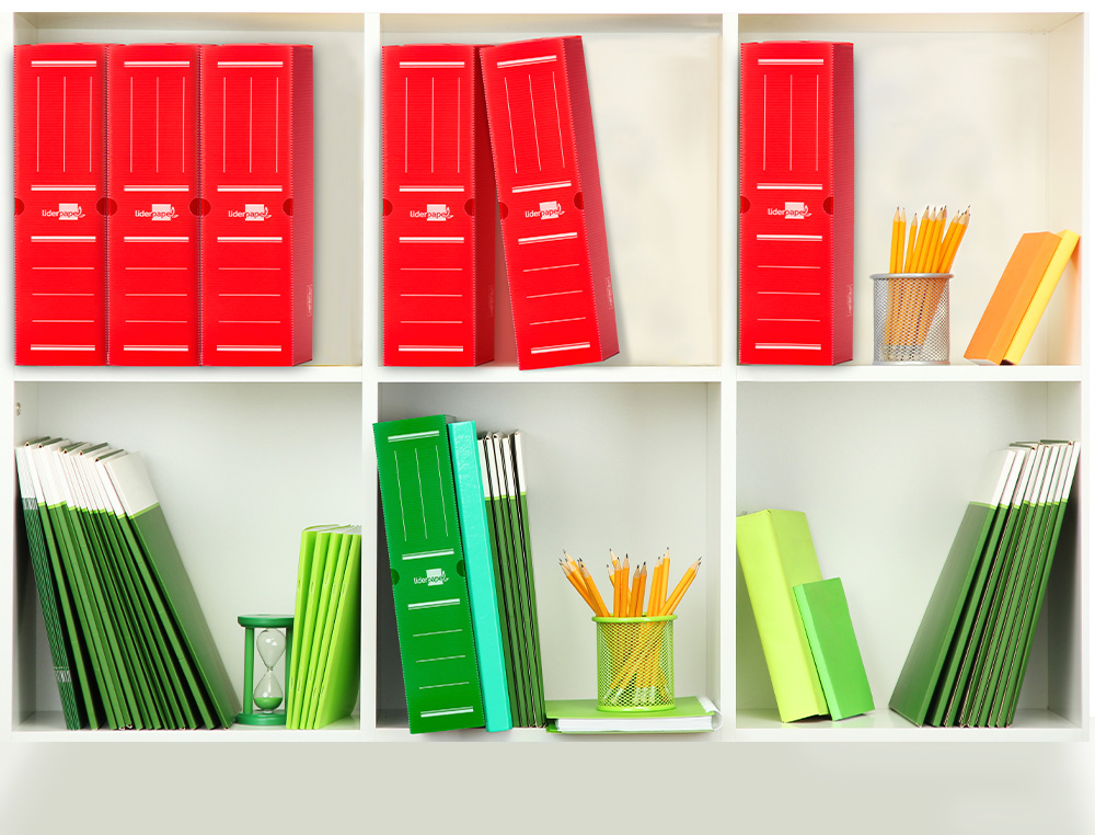 BOITE A ARCHIVES LIDERPAPEL POLYPROPYLENE ONDULE DOS      100MM 360X100X260MM COLORIS   ROUGE