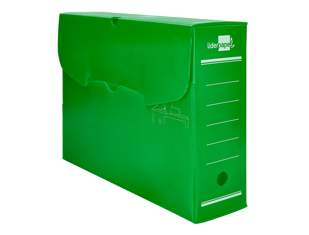 BOITE A ARCHIVES LIDERPAPEL POLYPROPYLENE ONDULE DOS      100MM 360X100X260MM COLORIS   VERT
