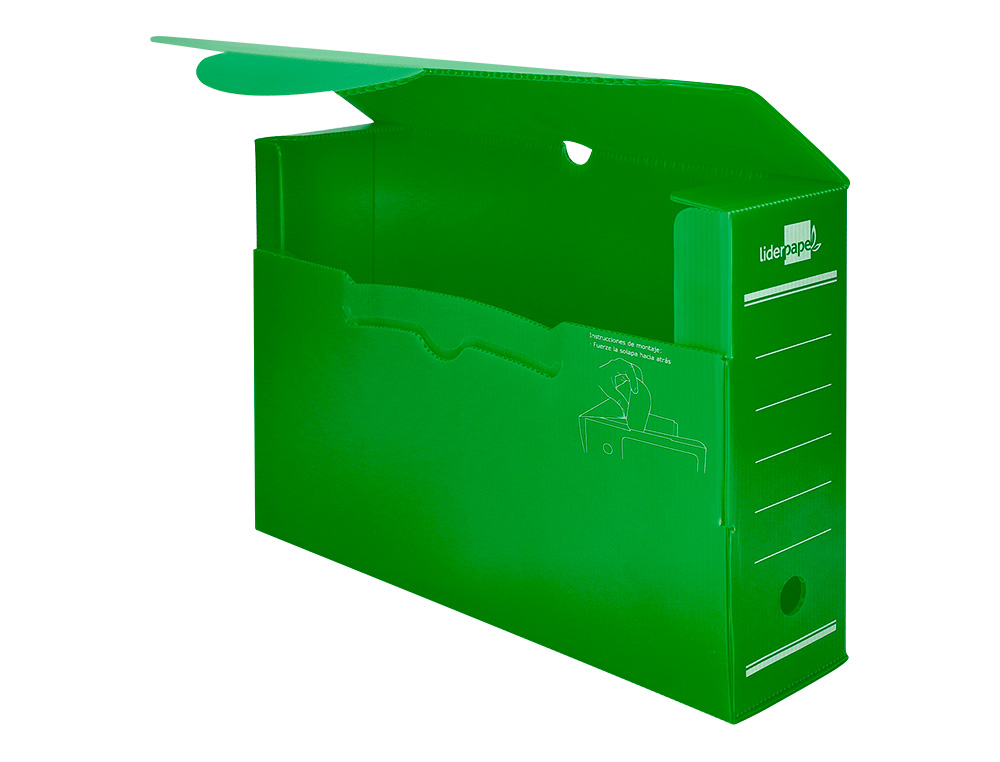BOITE A ARCHIVES LIDERPAPEL POLYPROPYLENE ONDULE DOS      100MM 360X100X260MM COLORIS   VERT