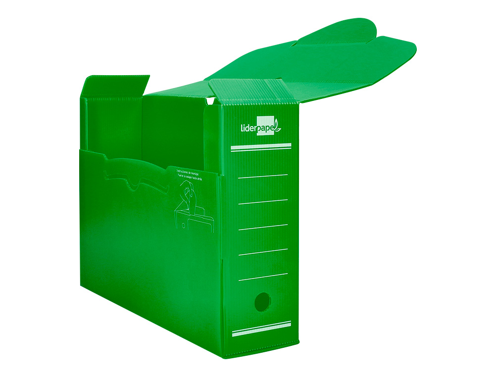 BOITE A ARCHIVES LIDERPAPEL POLYPROPYLENE ONDULE DOS      100MM 360X100X260MM COLORIS   VERT