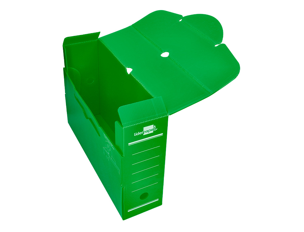 BOITE A ARCHIVES LIDERPAPEL POLYPROPYLENE ONDULE DOS      100MM 360X100X260MM COLORIS   VERT