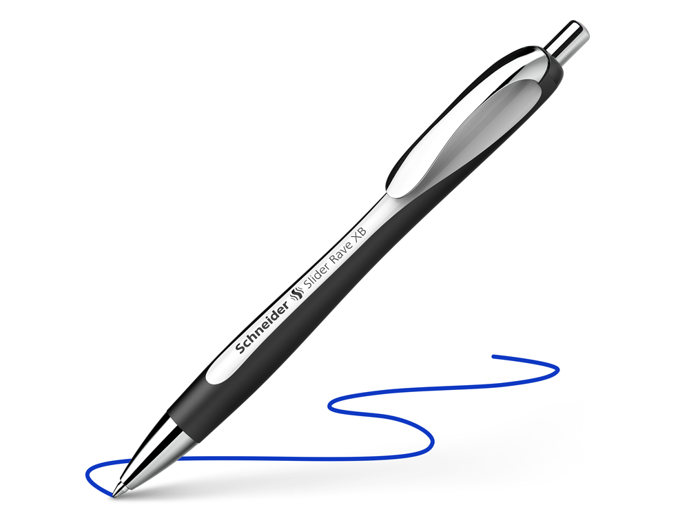 STYLO-BILLE SCHNEIDER SLIDER RAVE XB BLACK EDITION         VISCOGLIDE TRAIT EXTRA LARGE  ENCRE BLEUE COLORIS