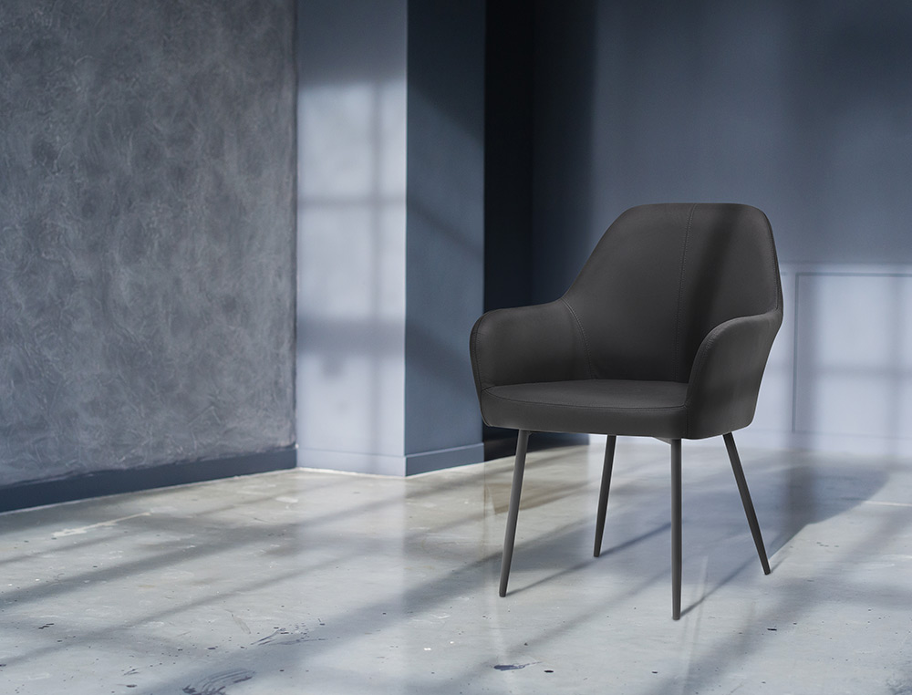 CHAISE CONFIDENT Q-CONNECT SIEMIONE BASE METALLIQUE HAUT MAX 820 LARG 570 PROF 580     COLORIS GRIS FONCE