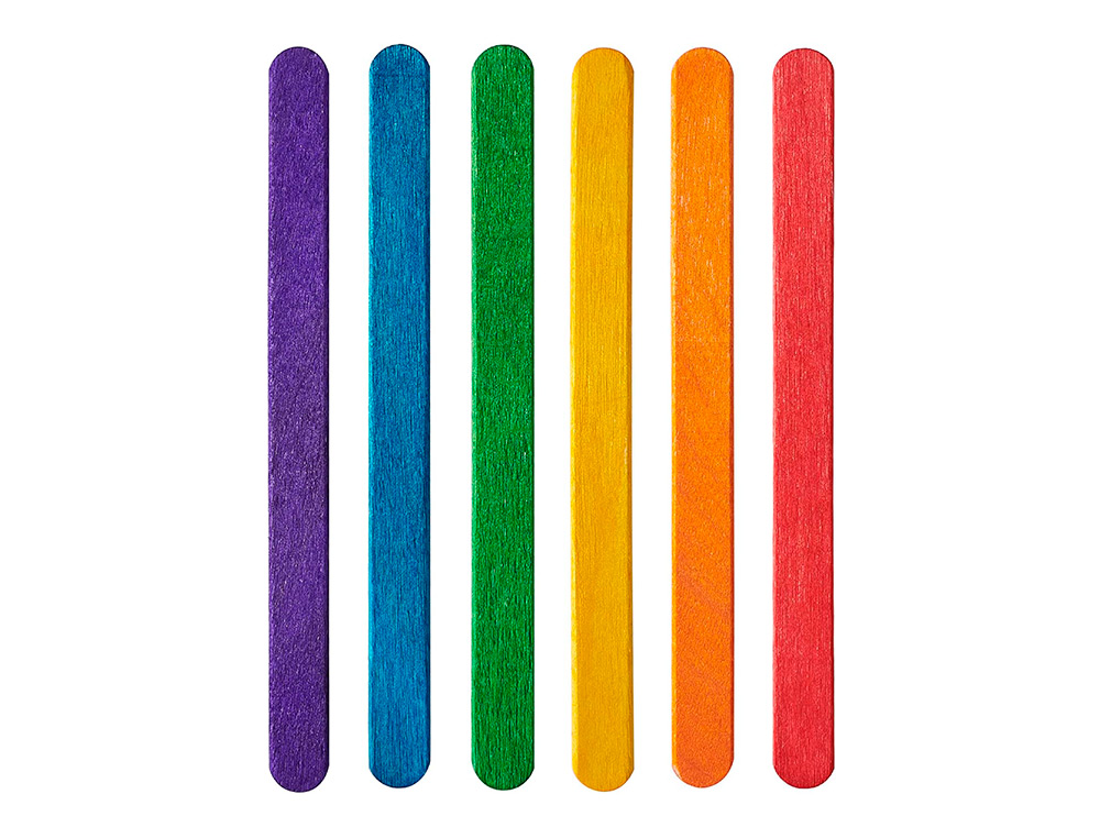 BATONNETS LIDERPAPEL BOIS DIM. 15X1,8CM COLORIS         ASSORTIS SACHET 50 UNITES