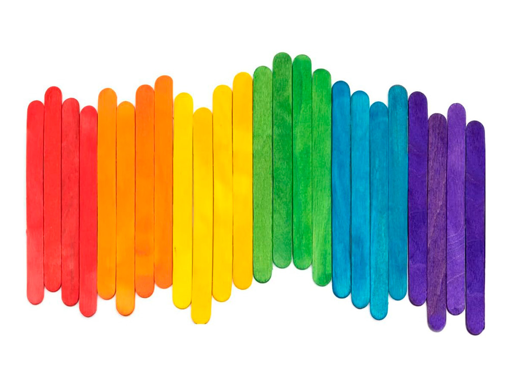 BATONNETS LIDERPAPEL BOIS DIM. 15X1,8CM COLORIS         ASSORTIS SACHET 50 UNITES